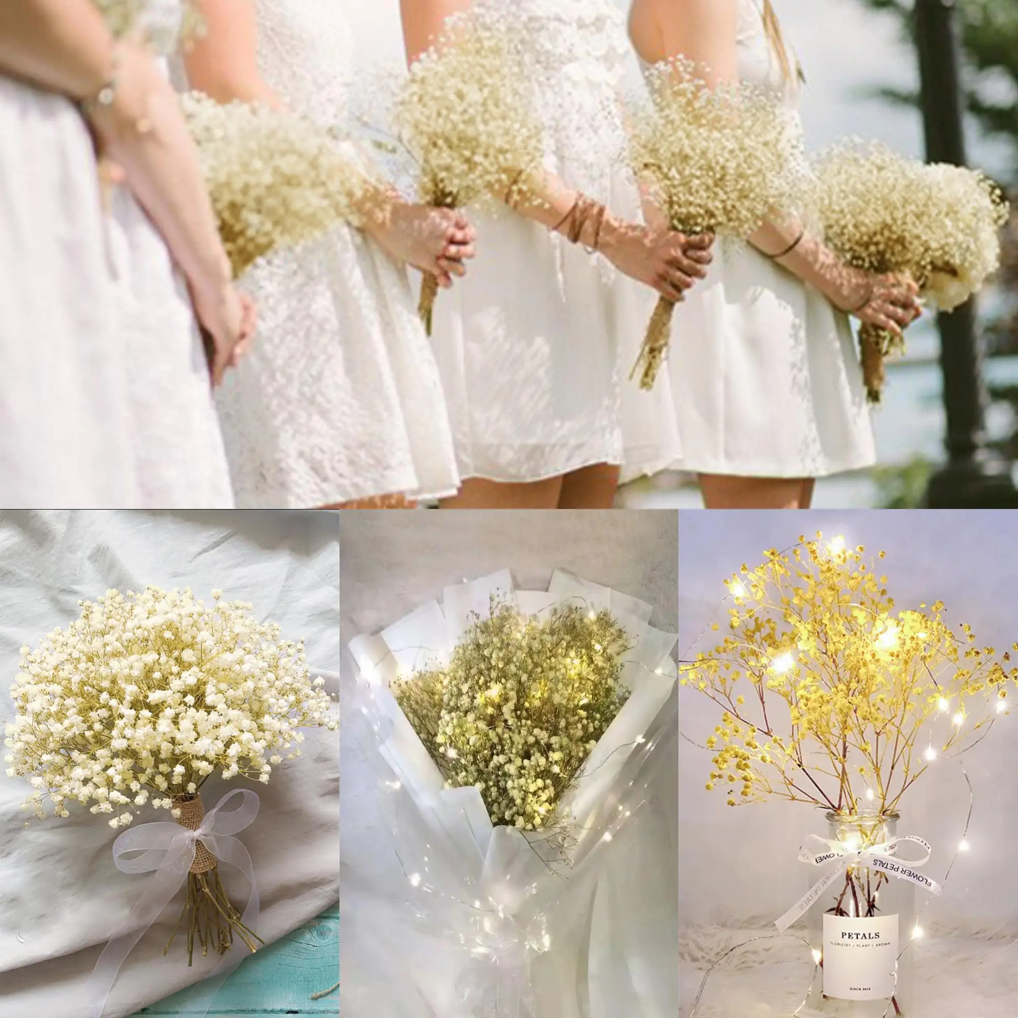 Dried Baby's Breath Flowers Bouquet,Natural White Dried Flowers