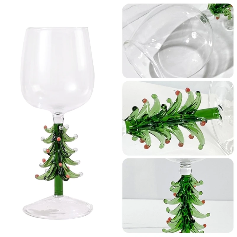 Glass Cup Heat Resistant Coffee Glass Cup Heat Resistant Glass Cup Glass Water Cup 3D Drinking Glass Cup with Christmas Tree Figurine Inside Stemless Glass for Wine Water Milk Goblet-Drinking Cup