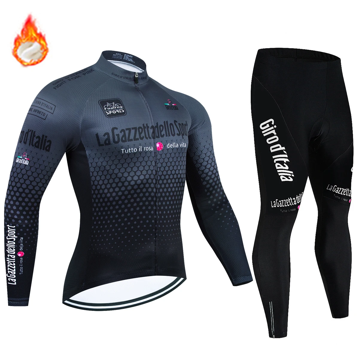 Men's Winter Thermal Fleece Cycling Jersey Sets Long Sleeve Bicycle Clothing MTB Bike Wear Tour De Italy Cycling Suit