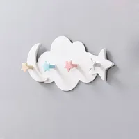 Creative Cute Star Moon Cloud Shape Nail-free Wall Clothes Hooks Kids Room Decorative Key Hanging Hanger Kitchen Storage Hook 1