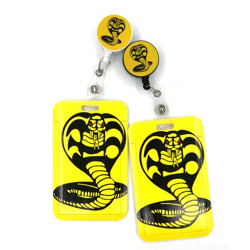 Cobra Kai Snake Cute Credit Card Cover Lanyard Bags Retractable Badge Reel Student Nurse Exhibition Name Clips ID Card Holder