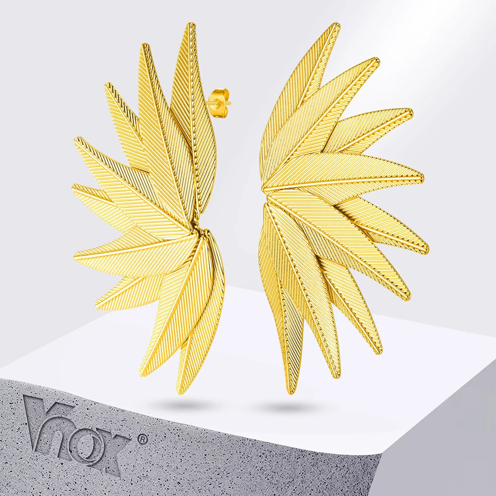 

Vnox Exaggerated Leaves Women Earrings,Leaf Stitching Stud Earrings Retro Metallic Temperament Fashion Earrings Party Jewelry