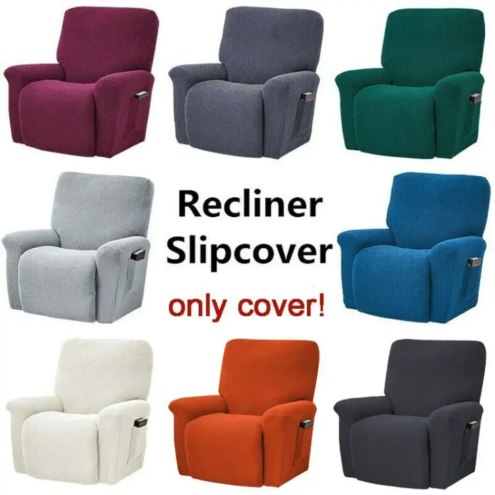 European Style Recliner Stretch Sofa Cover Charcoal Thickened Fleece Recliner Protection Pad Non-slip Furniture Cover 2