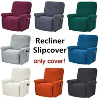 European Style Recliner Stretch Sofa Cover Charcoal Thickened Fleece Recliner Protection Pad Non-slip Furniture Cover 2