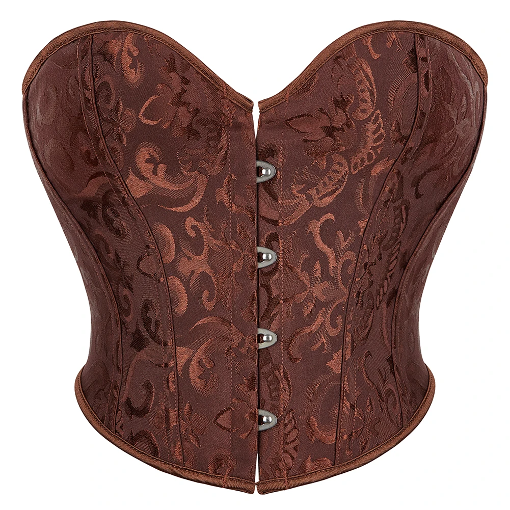 

Jacquard Overbust Corset Crop Top Korset 4 Buttons Short Torso Waist Bustier Top