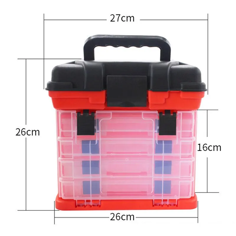 Boîte De Pêche 4 Couches Pliable Avec Siège – Charge 40 Kg, ABS, Compatible Moulinets Et Lignes