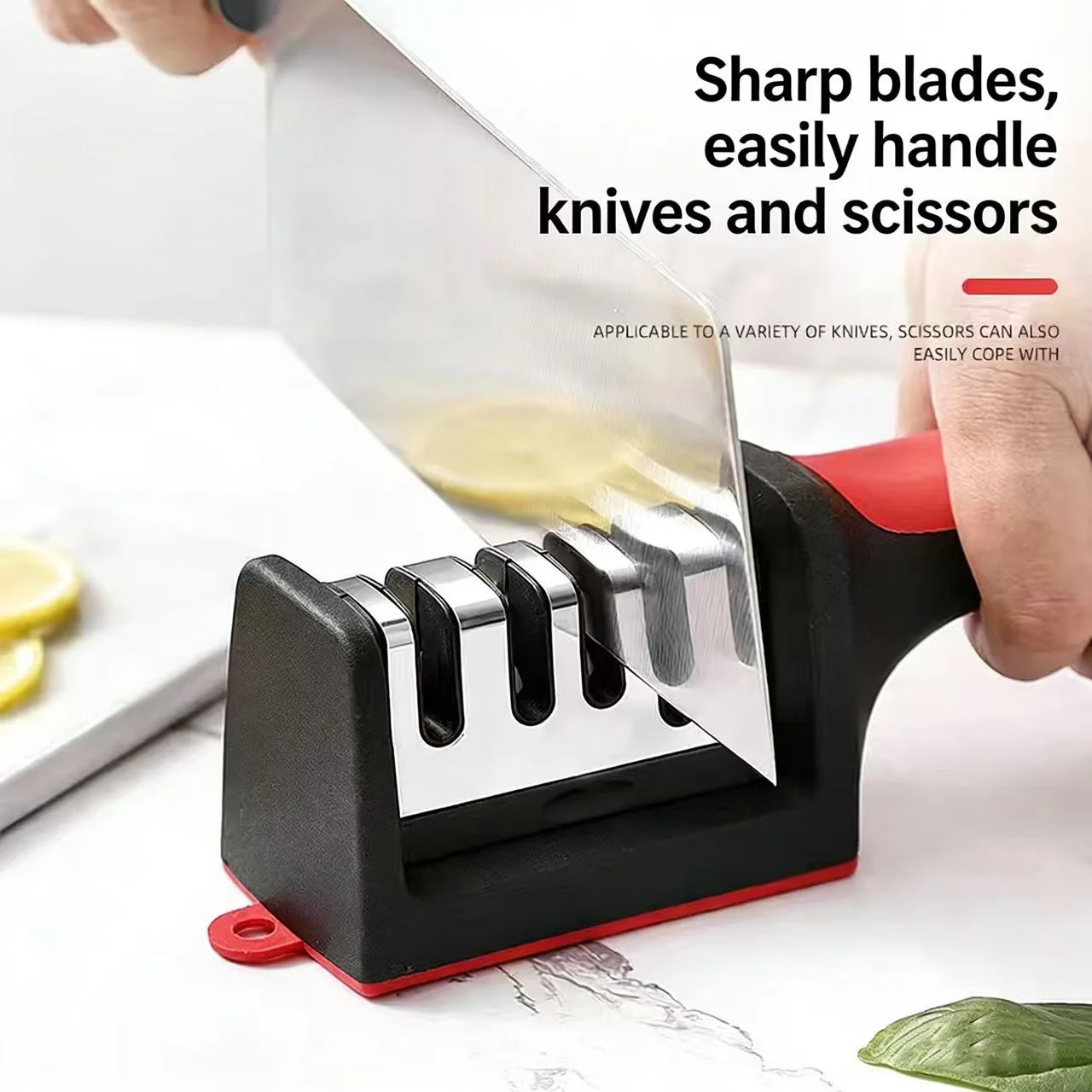 Multifunctional Kitchen Knife and Scissor Sharpener with Fast Grinding Stone