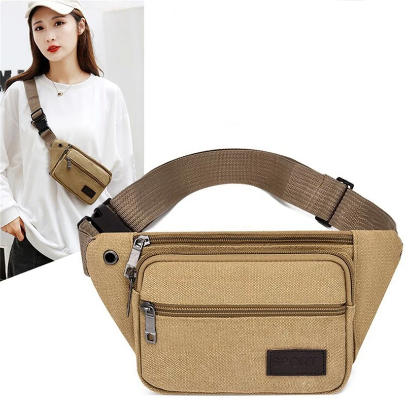 

Men Crossbody Sling Bag Canvas Chest Shoulder Bag Lightweight Fanny Packs Waist Bag for Travel Hiking Daypack