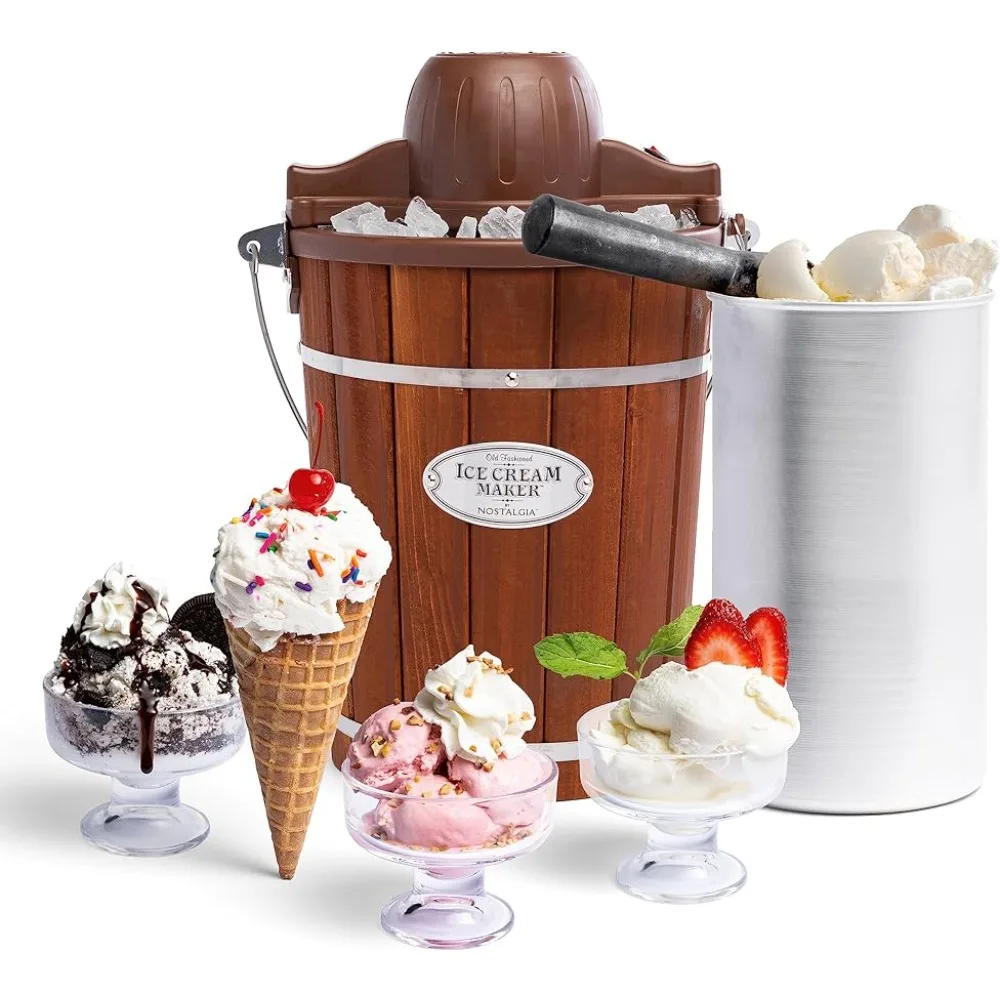 

Nostalgia Electric Ice Cream Maker - Old Fashioned Soft Serve Ice Cream Machine Makes Frozen Yogurt or Gelato in Minutes