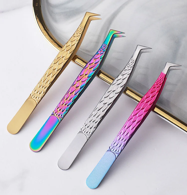 6PCS Falsche Wimpern Pinzette Set Für Wimpern Extensions Clip Boot Volumen Isolation Präzise Augenbraue Nail art Zange Make-Up Tools kit – Detail 6