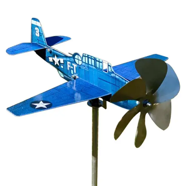 Kerti Dekoráció Fém Repülőgép Weathervane Kültéri Időjárási Dugó Szél Fonógépek Tető Plug-In