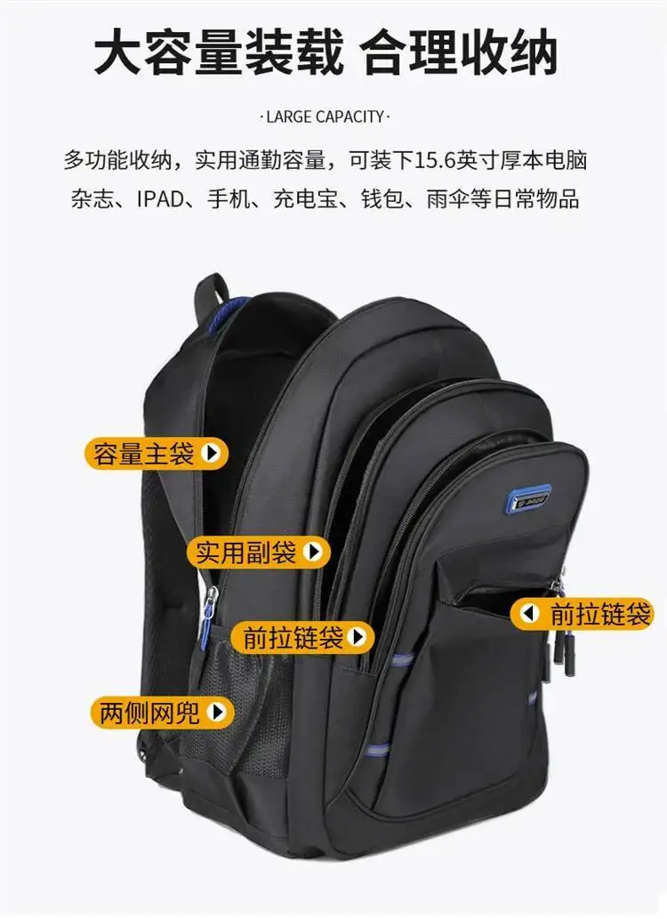 Mittelschule, mehrschichtig, doppelte Umhängetaschen, zum Verkauf, Herrenmode-Rucksack, Herren-Business-Pendler-Rucksack mit großer Kapazität – Detail 17