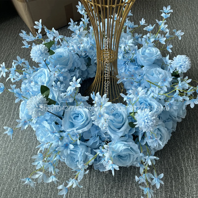 Hochzeitsdekoration: Blumen-Centerpiece, hellblaue künstliche Rosenblumenkugel, Kranz, luxuriös für Zeremonie, Empfang, Tischdekoration, Event-Hintergrund