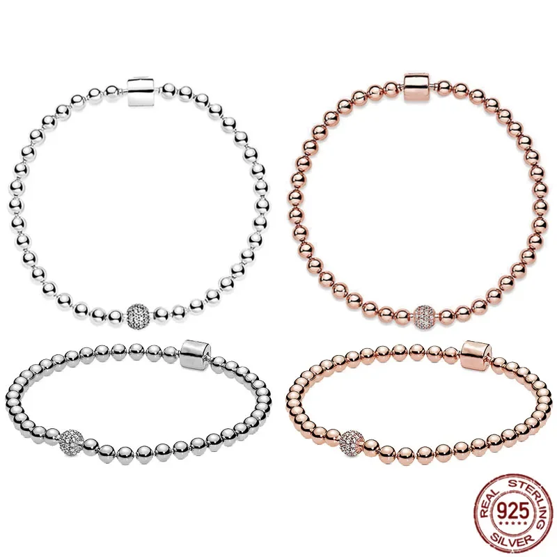 

Hot selling women's jewelry 925 sterling silver light luxury rose gold bead chain bracelet fashion charm jewelry surprise gift