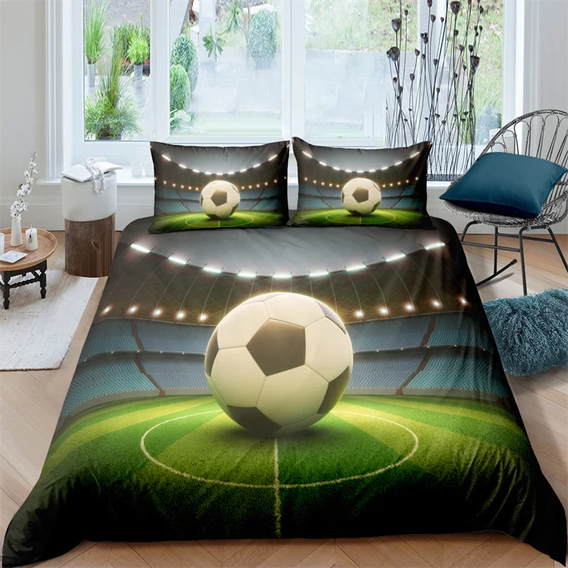 

Home Textile Luxury 3D Football Print 2/3Pcs Kids Aldult Duvet Cover Pillowcase Bedding Set Single Queen and King AU/EU/US Size