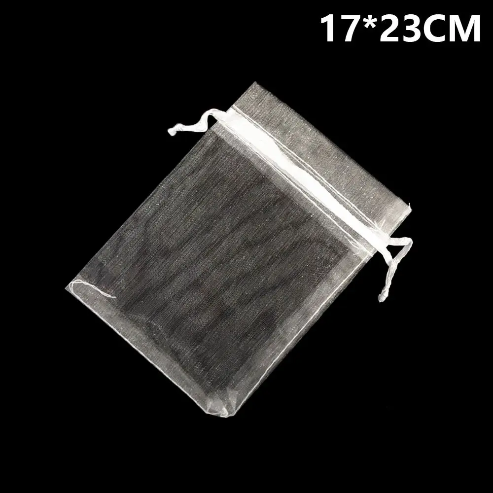 25/50 piezas de bolsas de organza con cordón para regalo, para fiestas, regalos de Navidad, joyas, embalaje, color blanco