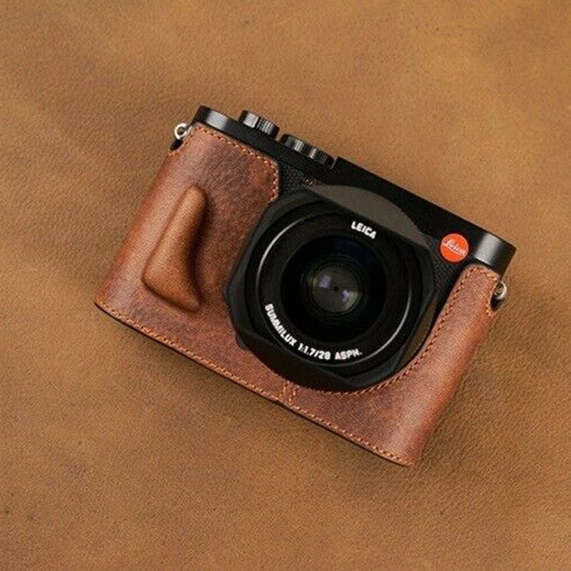 Funda inferior de cuero genuino hecha a mano para cámara Leica Q Typ 116 Leica  Q2 Q2 MONOCHROM| | - AliExpress
