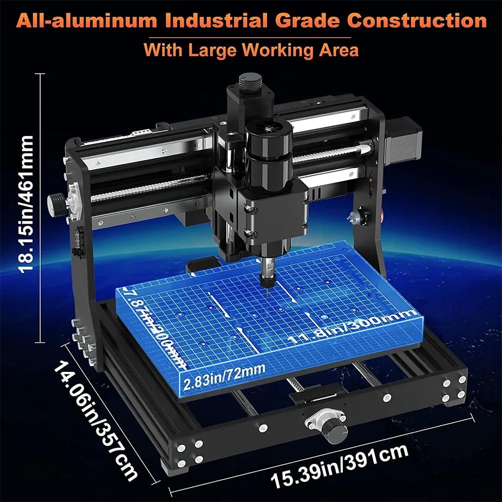 Yofuly CNC wood router machine 3020 Plus 500w Spindle Metal Cutting Milling Machine GRBL laser engraving machine DIY cnc engraving machine parts wood carving tools Stainless Steel MDF