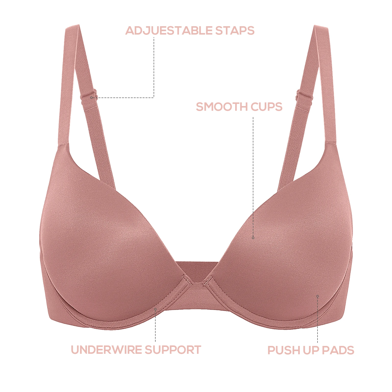 Plus Size High Quality Smooth Basic Comfort T-Shirt Puch up Bra