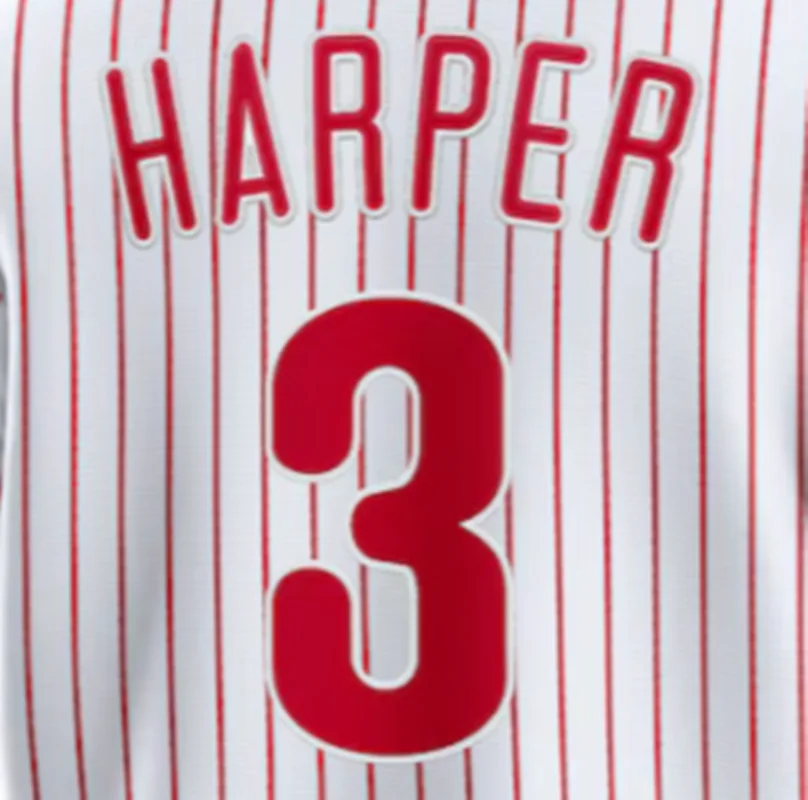 thumbnail image 1 of Camisetas de béisbol de la famosa marca de Filadelfia con bordados para hombres, mujeres y jóvenes personalizados #3 HARPER #5 STOTT #7 TURNER #45 WHEELER, 1 of 5