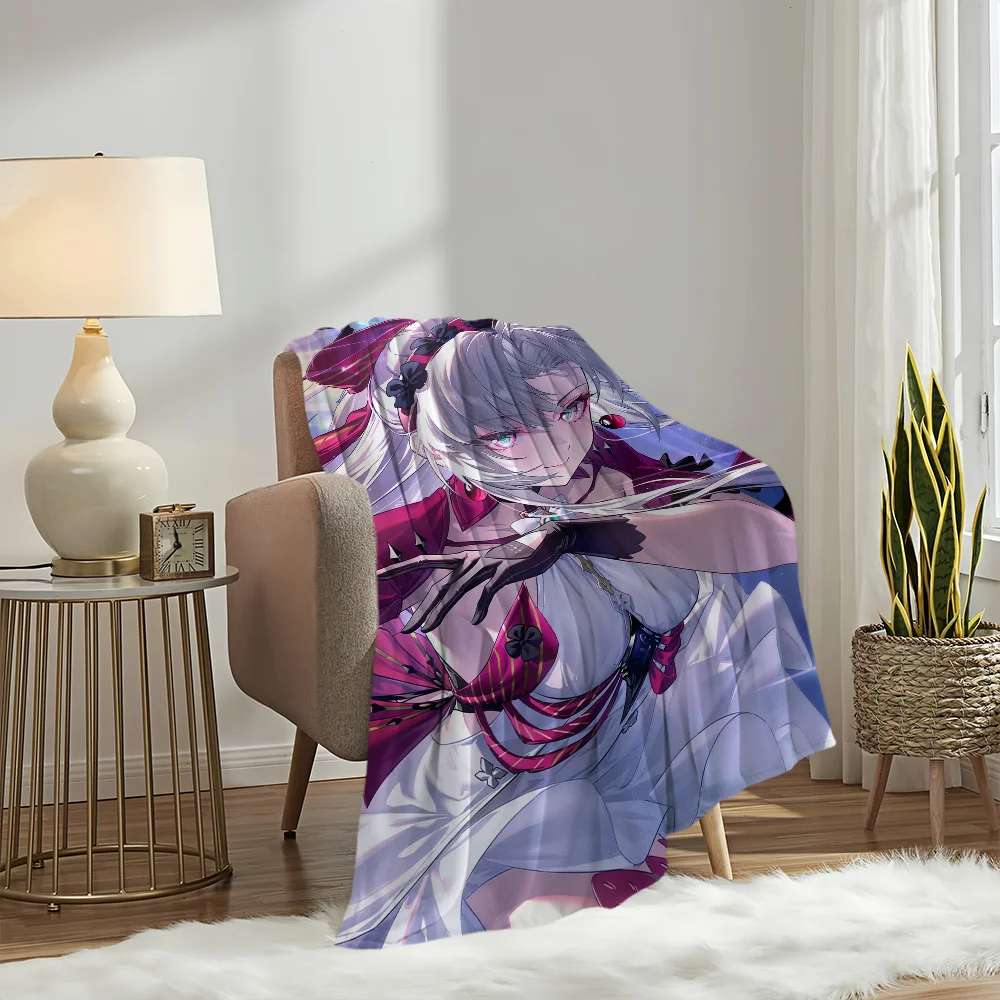 Game Wuthering Waves Carlotta Blanket Plush Nap Sofa rug for Living Room Warm Office Bedroom Birthday Home Travel Kid Gifts 4