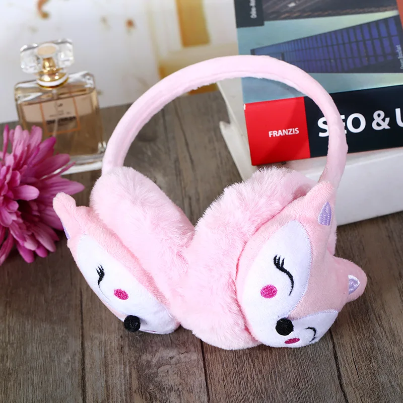 Cartoon Fox Warm Earmuff Plush Thick Soft Adjustable Ear Cover for Kids Kawaii Headband Earflap Winter Outdoor Warmer Headphones