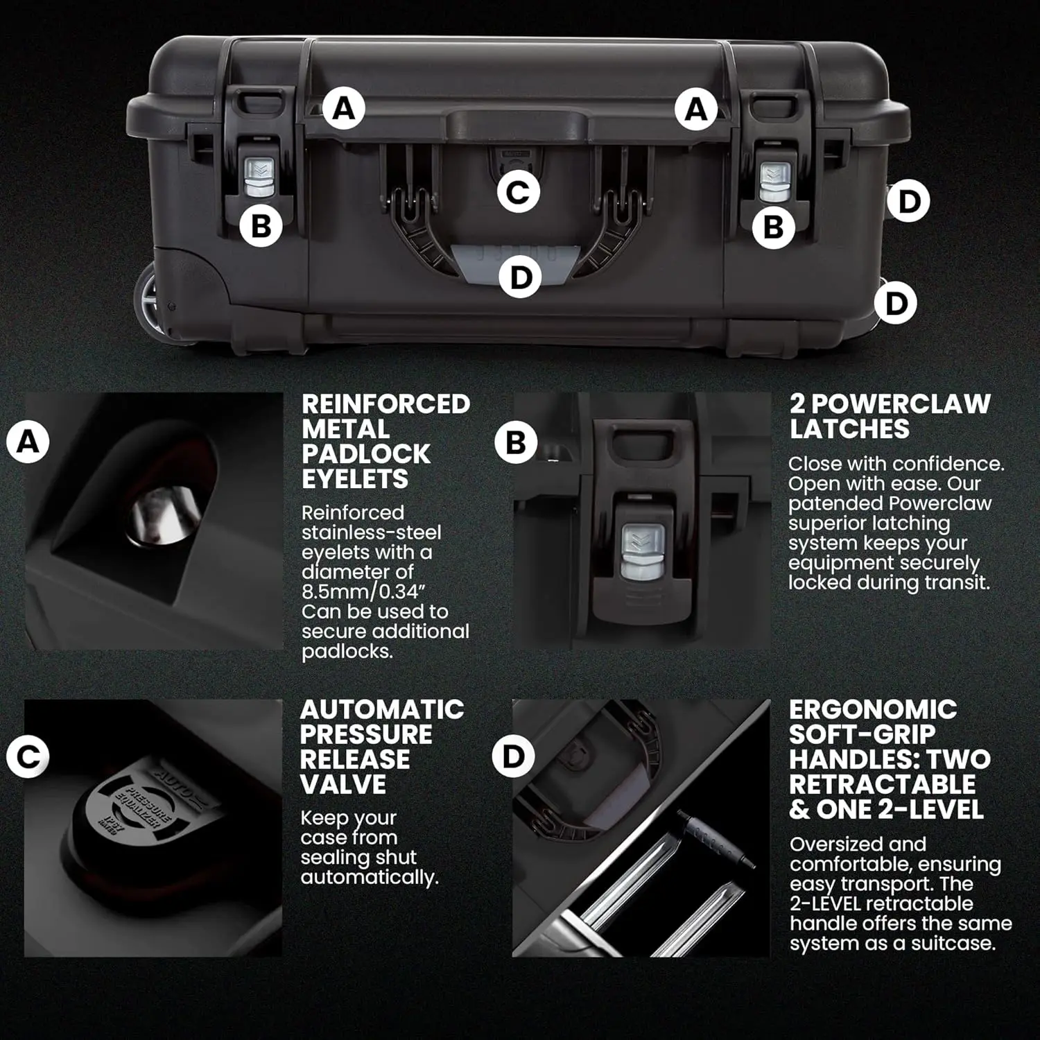 935 Pro Photo Kit &ndash; Waterproof Travel Camera Hard Case with Padded Dividers and Wheels, 22&rdquo; x 14&rdquo; x 9&rdquo;