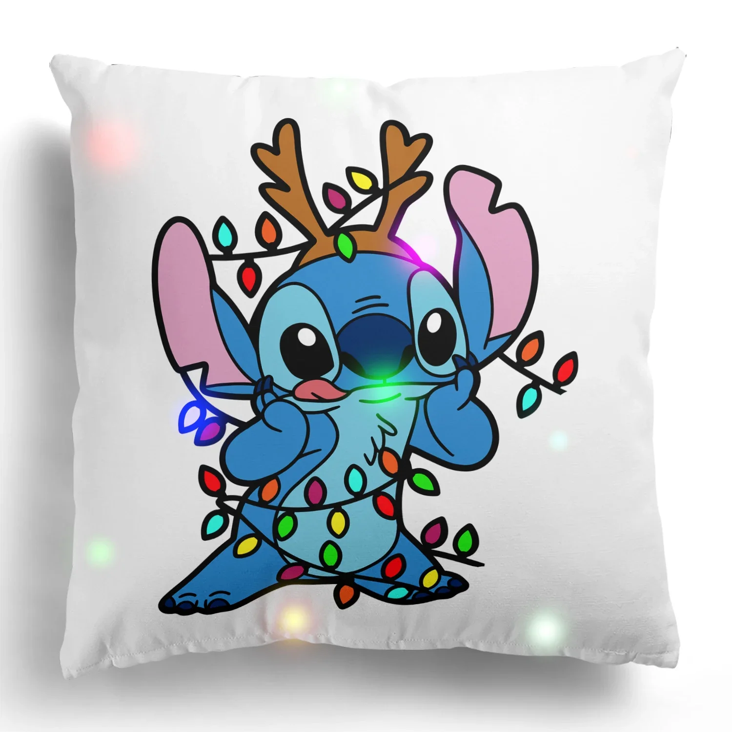 thumbnail image 1 of Funda de almohada con luz LED Kawaii Stitch, decoración para fiesta de Navidad, funda de cojín, regalo de Año Nuevo para decoración del hogar, 45 x 45 cm, 1 of 5