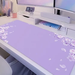 Purple Blossom Deskmat - Lilac Lavender Cherry Sakura Flowers, Kawaii Anime Aesthetics Mousepad - 30x60CM