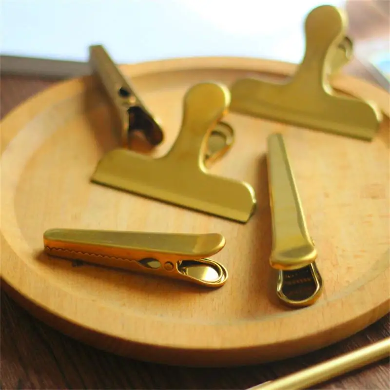 Nordic Style Metal Gold Duckbill Clip Long Tail Clip Kitchen Storage Food Snack Seal Sealing Bag Clips Sealer Clamp Kitchen Tool sealing clips,bag clips,bread bag clips,kitchen bag clips,storage bag clips