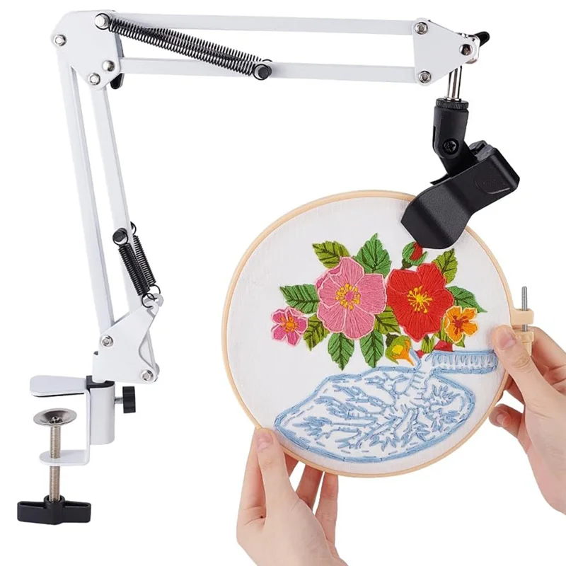 A45G-White Embroidery Stand Kit 8Mm Hole Hand Embroidery Stand 360 Degree Rotating For Hoop