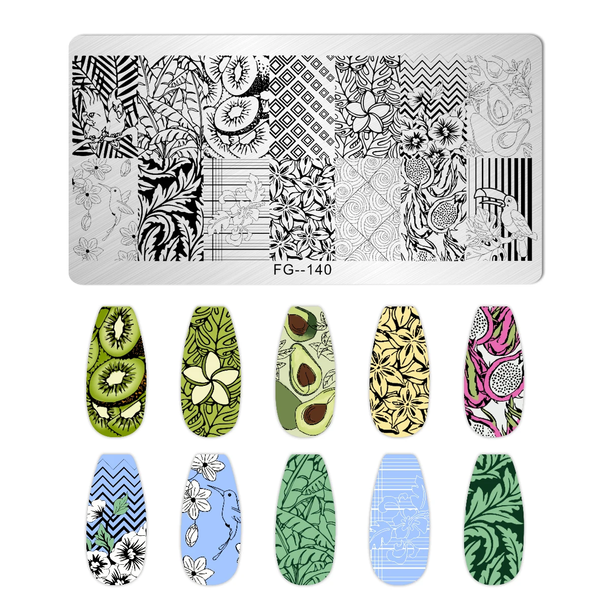 FRUIT LEMON TEMPLATES Flower Stripe Design Stamping Plate Strawberry Lady Face Nail Stamp Templates Leaf Floral Printing Stencil 3