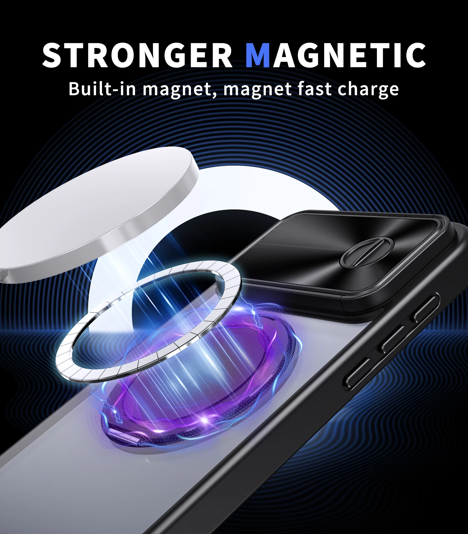 For iPhone 15 14 13 12 11 Pro/15Plus/14Plus Sliding Camera Protective Case 360° Rotating Ring Bracket Compatible with Magsafe