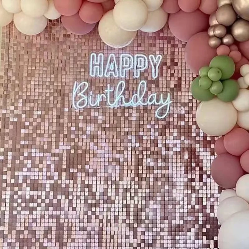 Champagne Shimmer Wall Backdrop 16pcs 3D Sequin Panel Backdrop Art Wall Backgroud Cloth Wedding Birthday Party Decor birthday backdrop party backdrop curtain party decoration wall backdrop panels party supplies