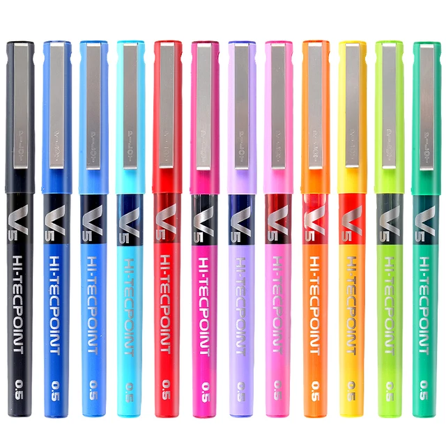 Stylos à bille pilote V5 Hi Tecpoint Stick, encre liquide, pointe Extra  Fine (0.5mm), grande capacité, couleurs d'encre assorties, 12 pièces -  AliExpress