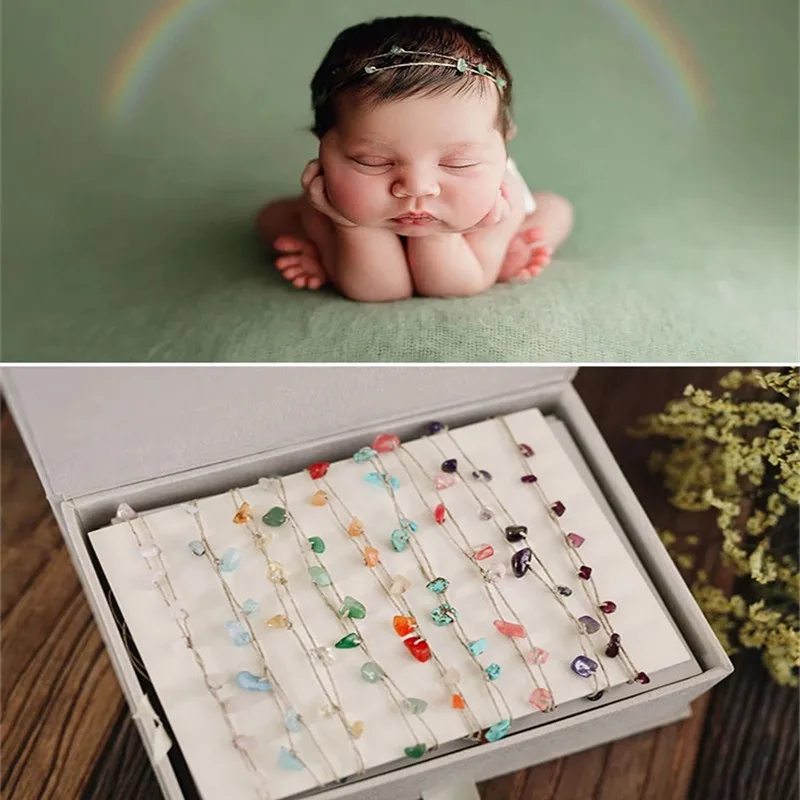 

9 Colors Natural stones Simple Hair Band Headdress Floral Headdress Baby Pictures shooting Newborn Photography Props