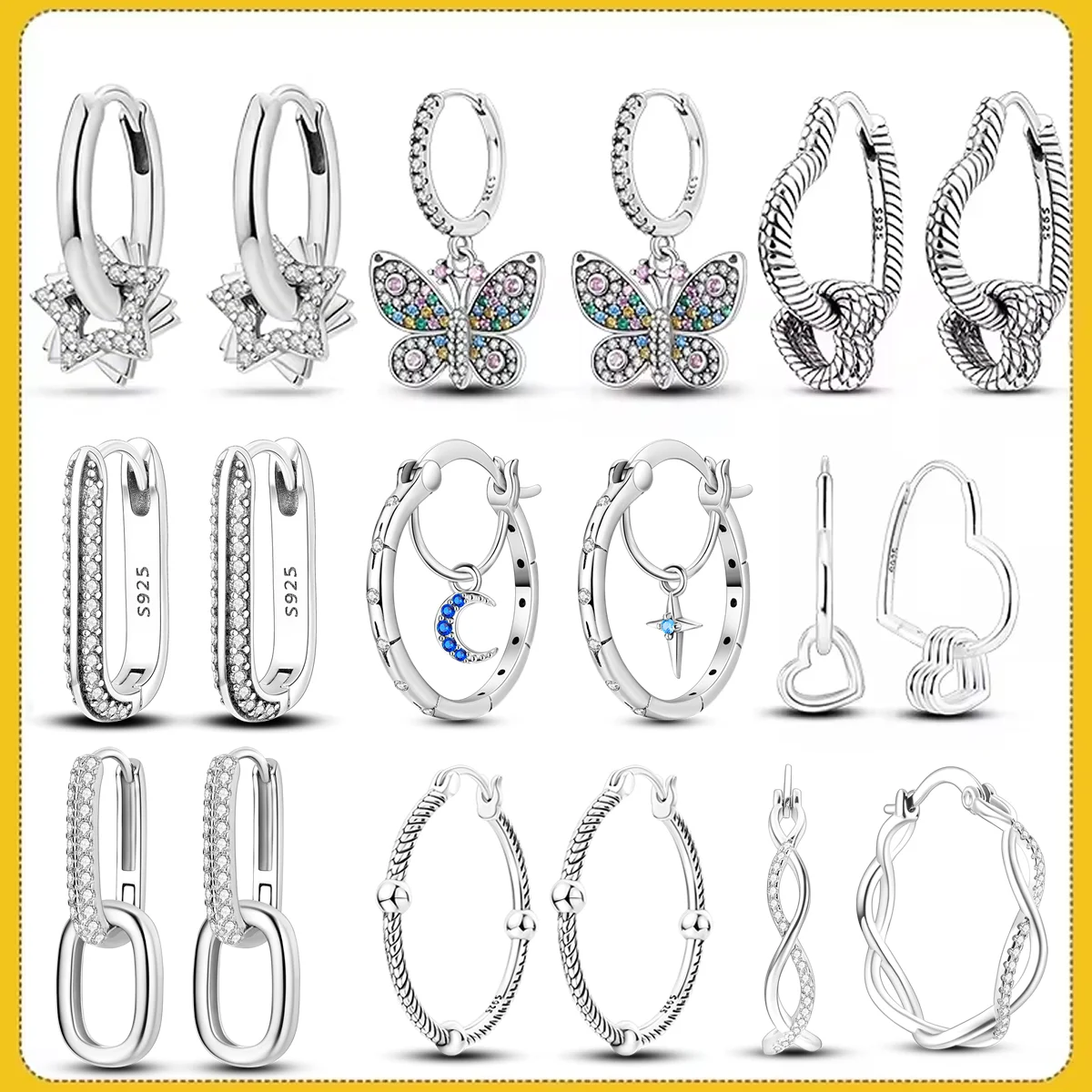 silver earrings 925 Sterling Silver Heart Earrings Fit Original Charms Hoop Earrings For Women girls Stud Earring Fine Jewelry Gifts