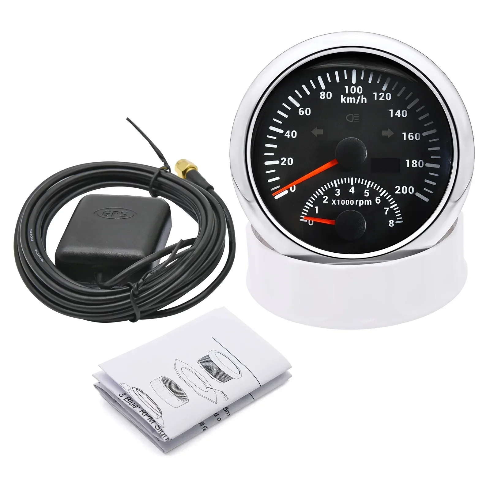 85mm GPS Speedometer With Tachometer 120KM/H 200KMH 120MPH For Car Truck Boat Sp
