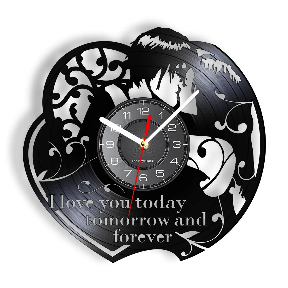 

I Love You Today Tomorrow and Forever Valentine's Day Wall Clock Motivational Inspirational Quotes Home Decor Vinyl Record Clock