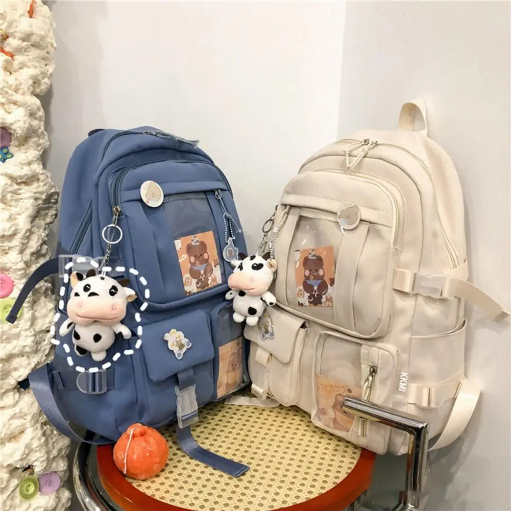 

College Bookbag Adjustable Shoulder Straps Space-saving Teen Girls Backpack Portable Smooth Zipper Backpack School Bag