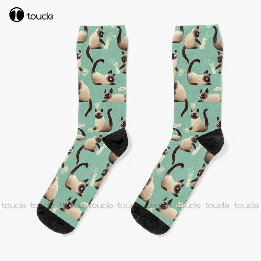 

Bad Siamese Cats Knocking Stuff Over Socks Socks For Men 360° Digital Print Personalized Custom Unisex Adult Teen Youth Socks