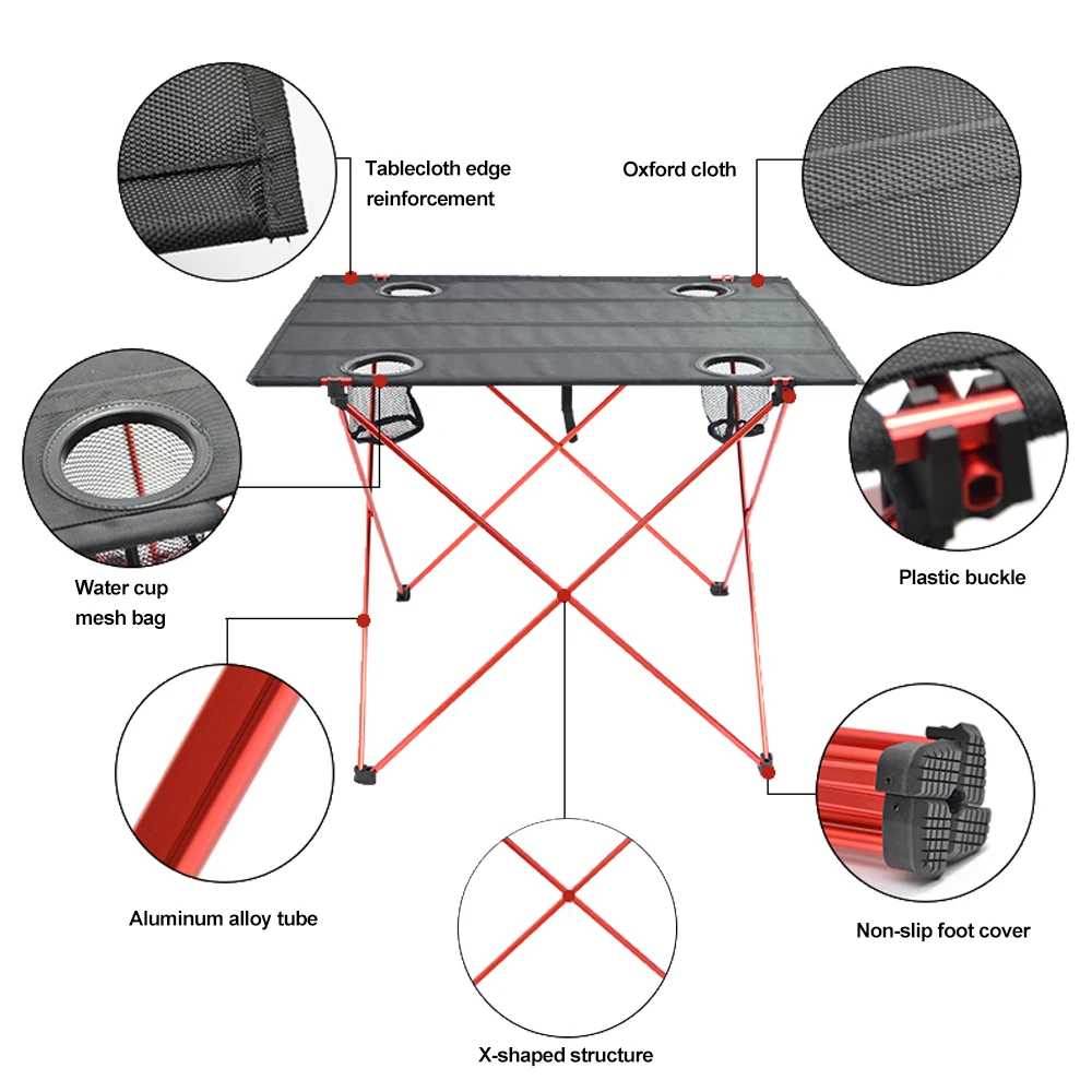 HooRu Folding Outdoor Table Portable Lightweight Desk with Carry Bag Camping Picnic Fishing Beach Hiking Furniture foldable table