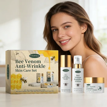 Bee Venom Anti-Wrinkle Skin Care Set Anti-Aging Serum Firming Lifting Peptides Lotion Deep Moisturizing Nourishing Facial Cream 1