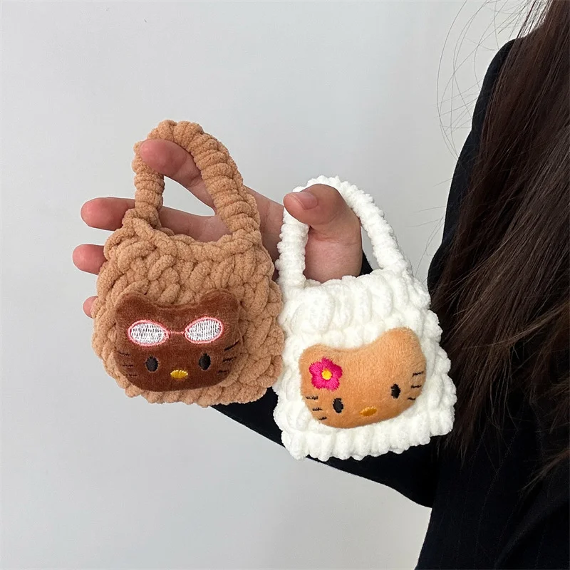 Plush Toys Plush Coin Purse Sanrio Hello Kitty Plush Toys Wallet Women Bags Cute Children Coin Purse Kawaii Girls Plushie Headphone Bag Fashion Kids Gifts