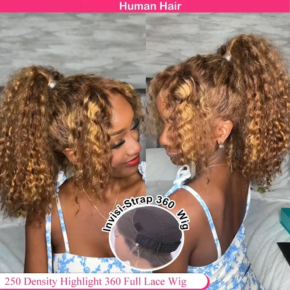 Highlight 360 Full Lace Wig Human Hair Pre Plucked Hd Deep Wave Frontal Wig Invisible Drawstring Curly Human Hair Wigs For Women 2