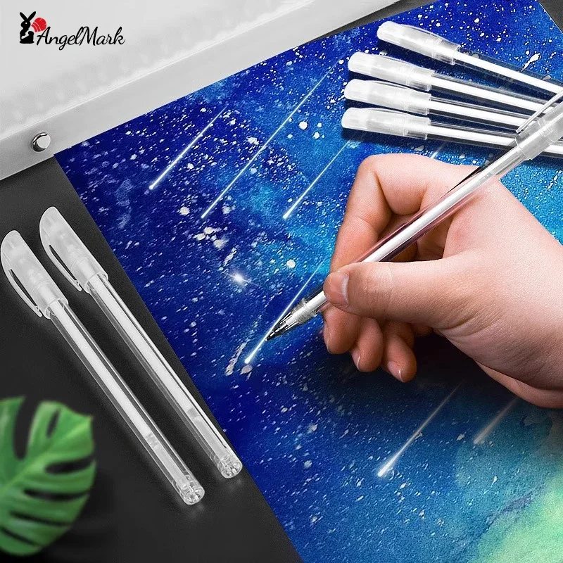 White Gel Ink Pen Classic Gelly Roll Art Highlight Marker Pen Bright White Silver Gold Art Painting Drawing Pens 12Pcs 2