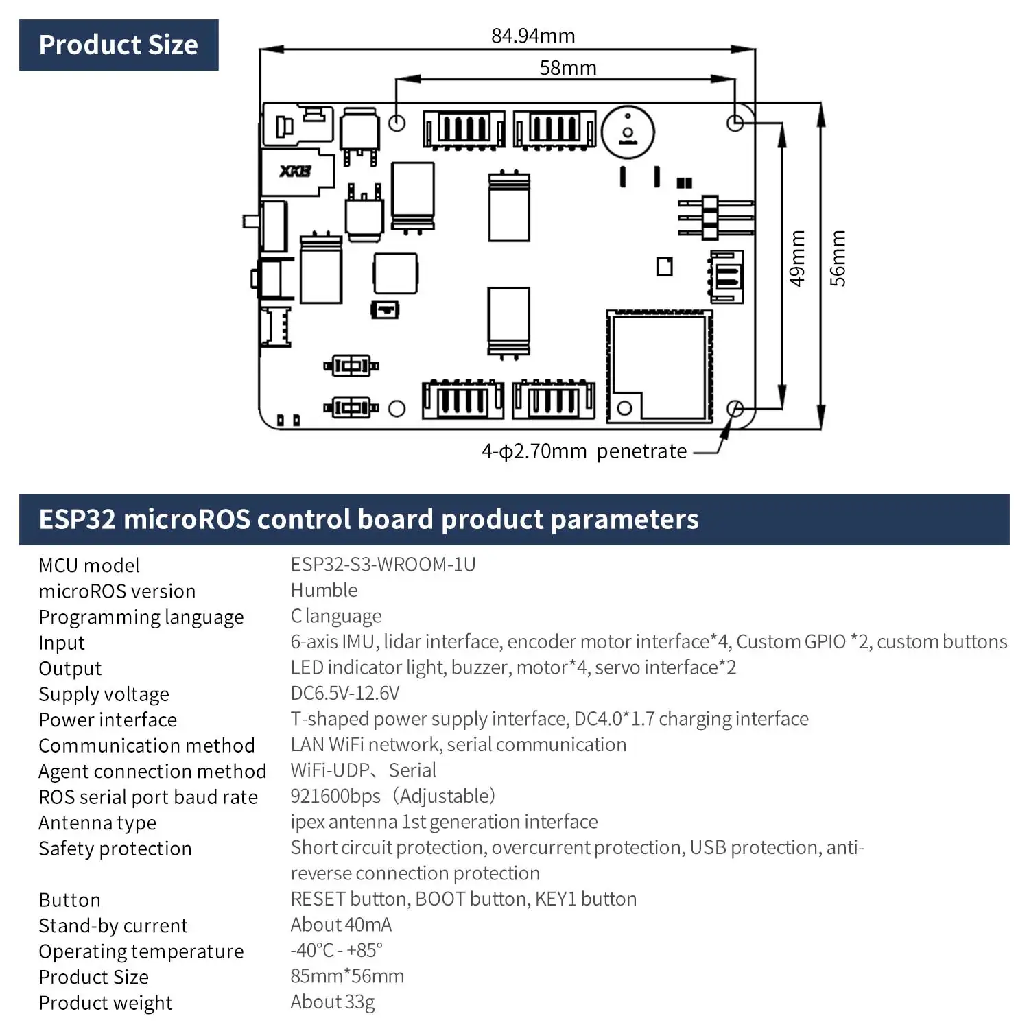 Scheda di controllo Micro ROS Modalità ESP32 ROS2 con modulo di azionamento motore sensore di attitudine IMU a 6 assi per kit auto robot Raspberry Pi 5 - immagine 2