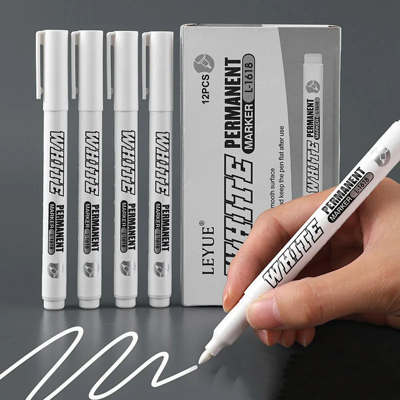 New 1/2/3PCS Waterproof Metal Marker Permanent White Paint Pen Washing Art Painting Graffiti Pens Fabric Wood Leather Marker1MM 1
