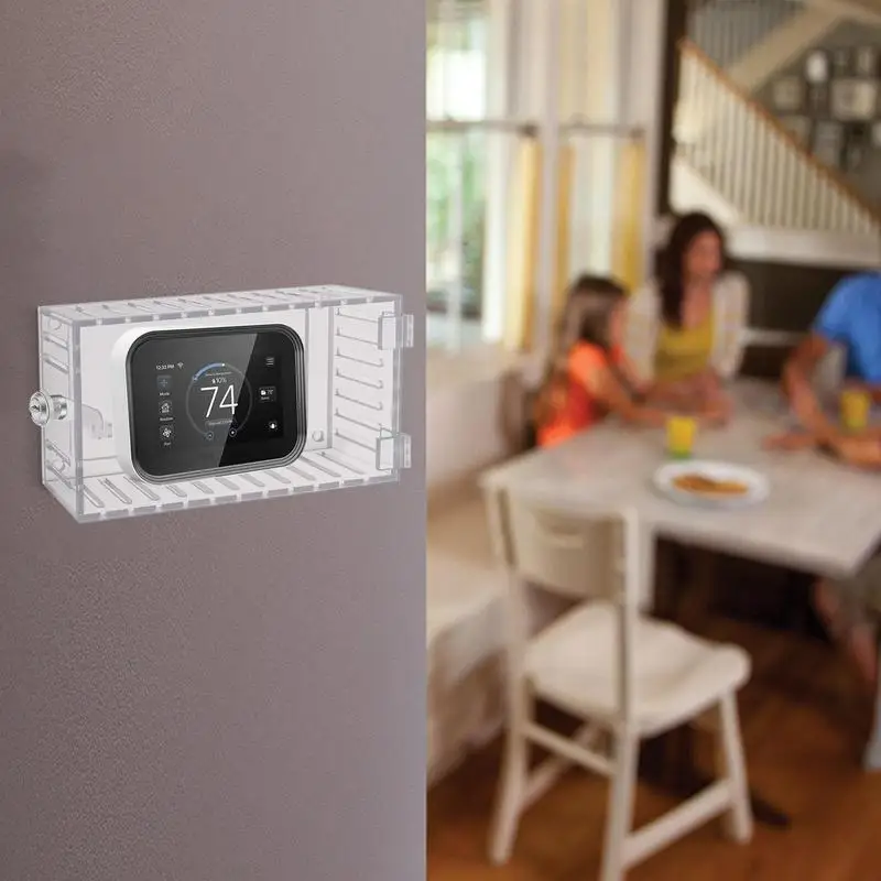 Universal Thermostat Lock Box With Key Transparent Large Thermostat Protector Cover Box With Lock Easy To Install