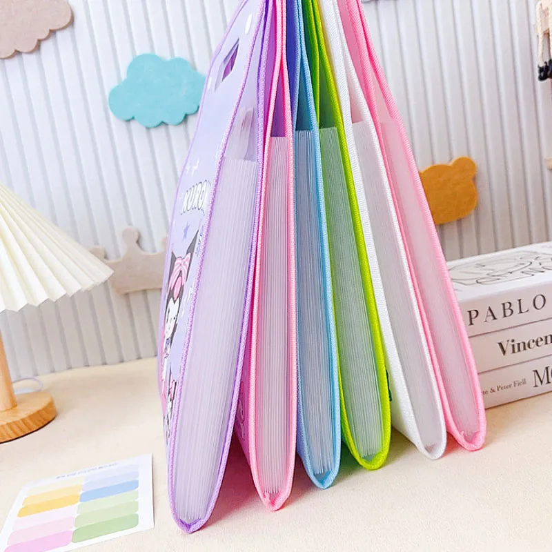 Sanrio Cartoon Stationery Kuromi Melody Laurel Dog A4 Waterproof Test Paper Folder Storage Bag 13 Layer Organ Bag For Students File Folder Transparent Folder